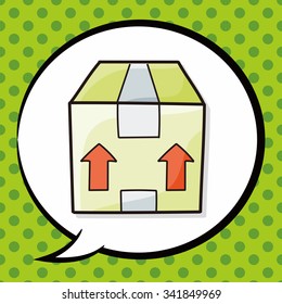 Goods box doodle, speech bubble