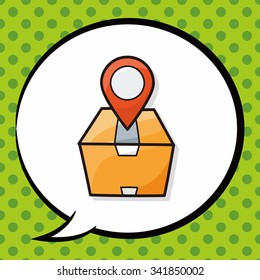 Goods box doodle, speech bubble