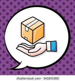 Goods box doodle, speech bubble