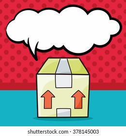 Goods box doodle, speech bubble