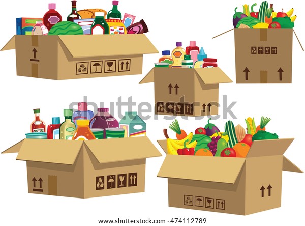 Goods in cardboard
boxes.