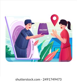Diseño de ilustración de entrega de mercancías usando un estilo moderno