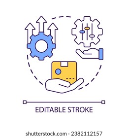 Goods delivery service optimization concept icon. Product shipment. Process setup. Improve process abstract idea thin line illustration. Isolated outline drawing. Editable stroke. Arial font used