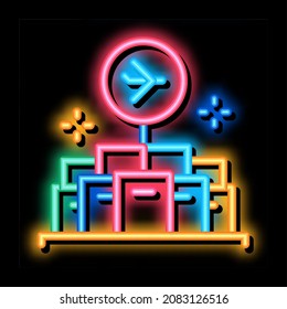 lot of goods in duty free neon light sign vector. Glowing bright icon lot of goods in duty free sign. transparent symbol illustration