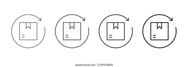 Vector de los iconos de la entrada de las mercancías fijado en diverso estilo de la línea del trazo