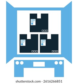 Goods loading icon vector for freight handling, cargo organization, and export preparation. Ideal for warehouse logistics, shipping setup, and transport operation illustration.