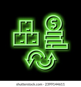goods to money converter neon light sign vector. goods to money converter illustration