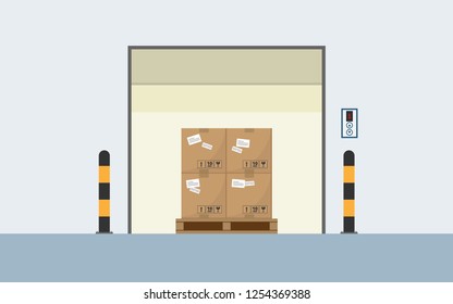 Goods movement into the elevator in the warehouse or distribution center.