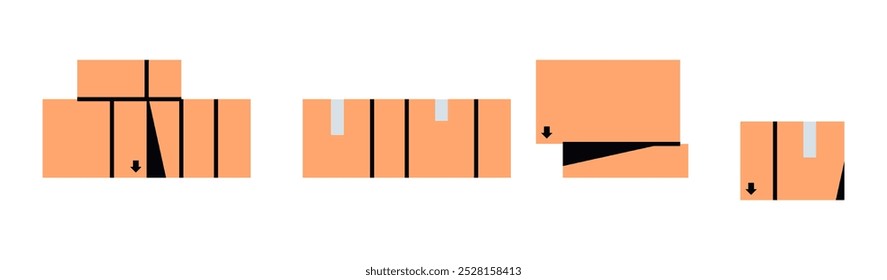 Goods packaged for warehouse storage, cargo shipping or delivery, stacked cardboard boxes, cardboard boxes pile, packages group, stack, heap of carton packs, cargo shipment flat vector illustration.