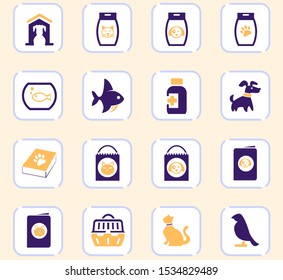 Goods for pets color vector icons for user interface design