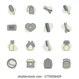 Goods for pets color vector icons for user interface design