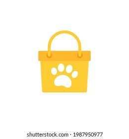 goods for pets icon, bag and paw