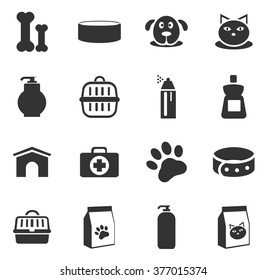Goods for pets icon set for web sites and user interface