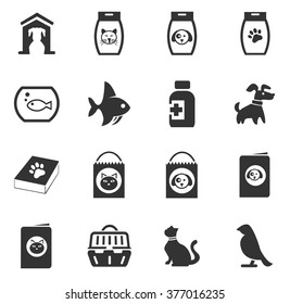 Goods for pets icon set for web sites and user interface