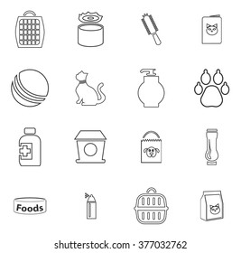 Goods for pets icon set for web sites and user interface