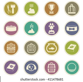 Goods for pets icon set for web sites and user interface