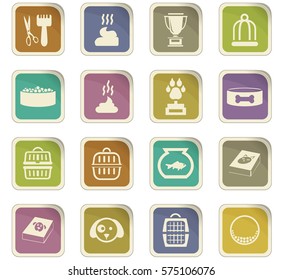 Goods for pets icon set for web sites and user interface