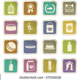 Goods for pets icon set for web sites and user interface