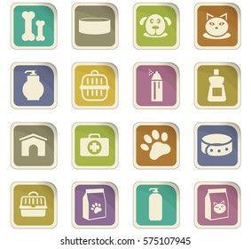 Goods for pets icon set for web sites and user interface