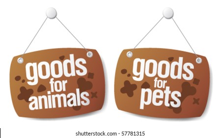 goods for pets signs set