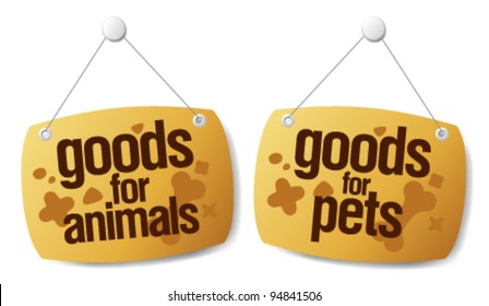 Goods for pets signs set