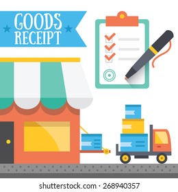 Goods receipt concept. Vector illustration. Isolated on white background.
