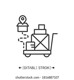 Goods receipt line icon. Replenishment of inventory. Supplies. Transportation, storage and logistics service. Inventory tracking and control concept. Isolated vector illustration. Editable stroke 