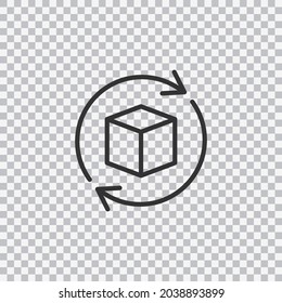 Goods returnable icon isolated on transparent background. Return parcel sign. Vector logo template.
