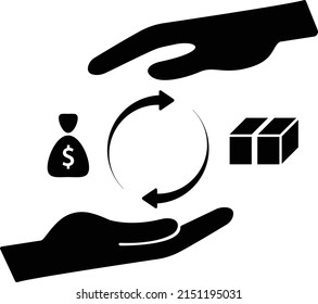 Goods Sale Cycle, Vector Icon Black And White