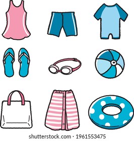 Goods for swimming in the sea or pool.