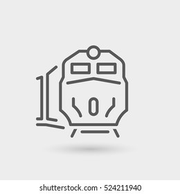 goods train delivery service thin line icon, black color, isolated