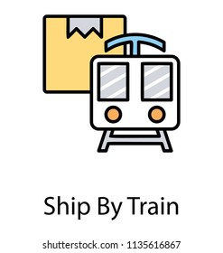 
Goods train with package to dispatch and delivery
