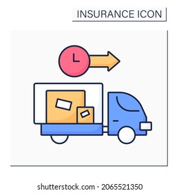 Goods in transit color icon. Covers goods of business against loss or damage while in transit. Insurance concept. Isolated vector illustration