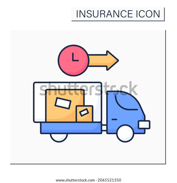 Goods in transit color icon. Covers goods of\
business against loss or damage while in transit. Insurance\
concept. Isolated vector\
illustration