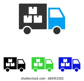 Goods Transportation Car vector pictogram. Illustration style is a flat iconic colored symbol with different color versions.