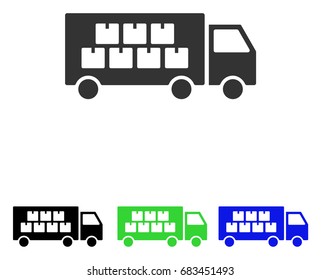 Goods Transportation Truck vector pictogram. Illustration style is a flat iconic colored symbol with different color versions.
