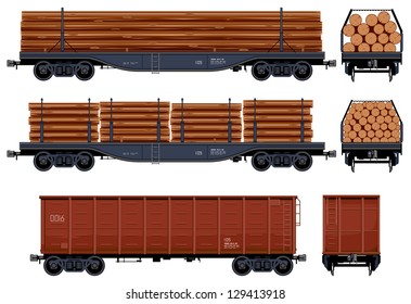 Goods Van (Train #23) Pixel optimized. Elements are in the separate layers. In the side, back and front views.