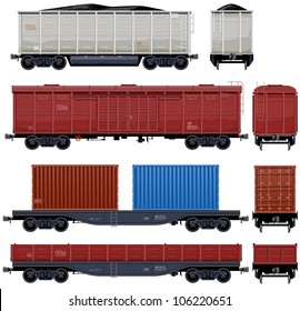 Goods Van  (Train #6) Pixel optimized. Elements are in the separate layers. In the side, back and front views.