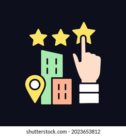 Goodwill RGB color icon for dark theme. Company purchase. Intangible business asset. Enterprise quality. Isolated vector illustration on night mode background. Simple filled line drawing on black