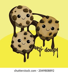 Gooey Chocolate Chip Cookie Goodness. Hand Drawn Cookies