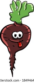 Goofy beet, illustration, vector on white background