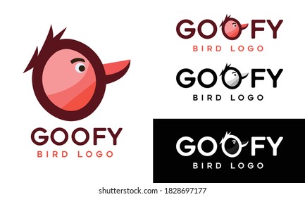 Goofy bird logo. Mascot head of bird character vector illustration