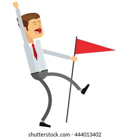 goofy businessman holding flag icon
