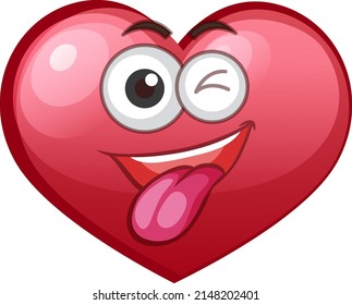 Goofy heart emoticon on white background illustration