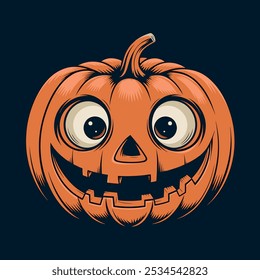 Um pateta Jack-o'-lanterna com olhos grandes e um sorriso largo.