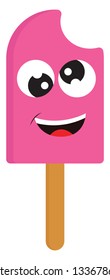 Goofy pink ice cream vector illustration on white background.