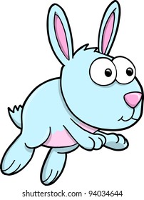 Goofy Silly Blue Bunny Rabbit Vector Illustration Art