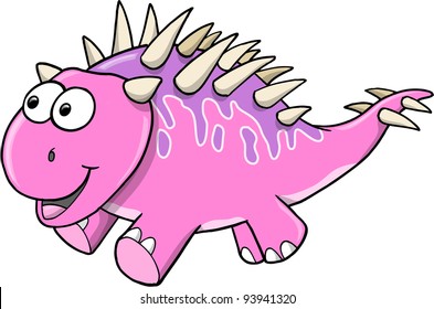 Goofy silly Pink Dinosaur Vector illustration