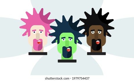 Goofy stoner characters in different colors for design animation or presentation