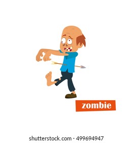 goofy zombie walks. vector illustration